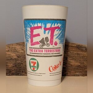 Vintage 80s E.T. Coca Cola -7 Eleven Plastic Slurpee Drinking Cup HTF!